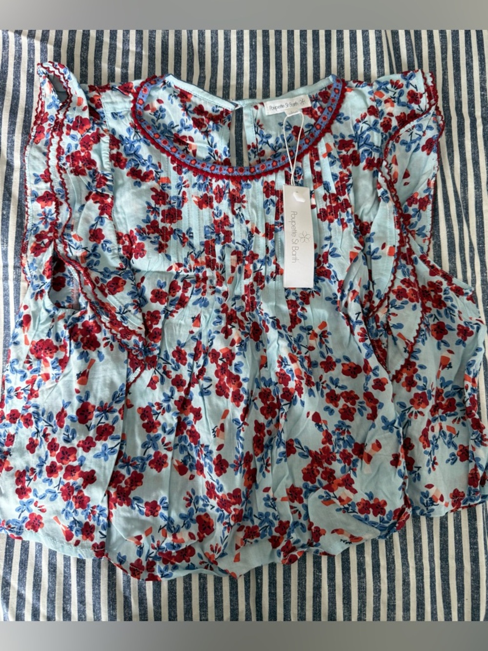 Poupette St. Barth Light Blue KooKoo Bird Amber Blouse